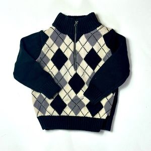 ONE KID | 2T Boys | Argyle Front Zipper Sweater
